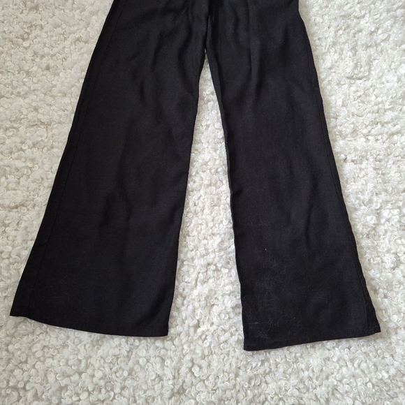 BNWT H&M Linen Blend Black Wide Leg Pants 0 Coastal Minimalist Summer boho Chic - Picture 3 of 12